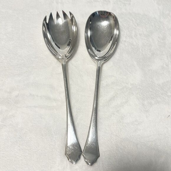 Vintage MAPPIN & WEBB Silverplate Salad Serving Set Vintage England - Picture 1 of 7